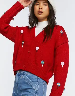 Forever 21 Lollipop Cardigan Sweater Red/Multi