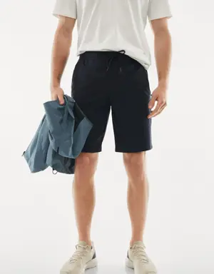 Technical fabric bermuda shorts with drawstring
