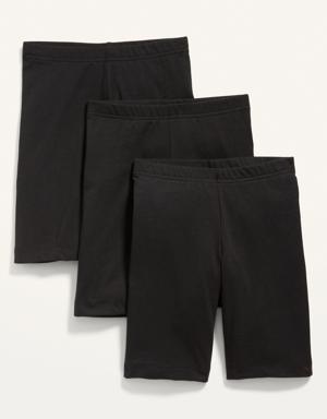 Long Jersey Biker Shorts 3-Pack for Girls black