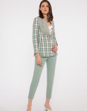 Mini Gingham Thin Piping Detailed Shorts Mint Woman Suit