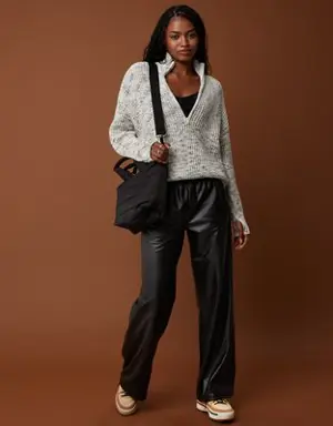 By Aerie Real Luxe Faux Leather Wide Leg Pant