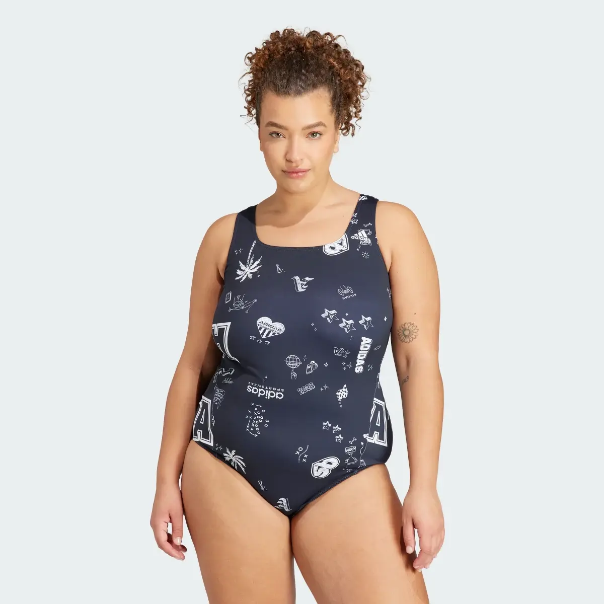 Adidas Brand Love Franchise Swimsuit (Plus Size). 2