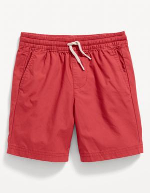 Functional-Drawstring Poplin Shorts for Toddler Boys red