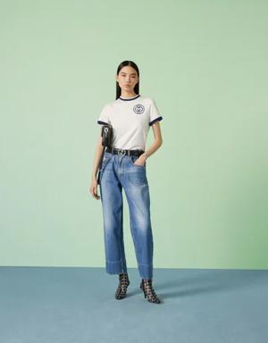 Cotton jersey T-shirt with Gucci embroidery