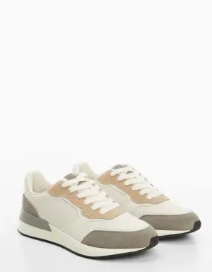 Leather mixed sneakers