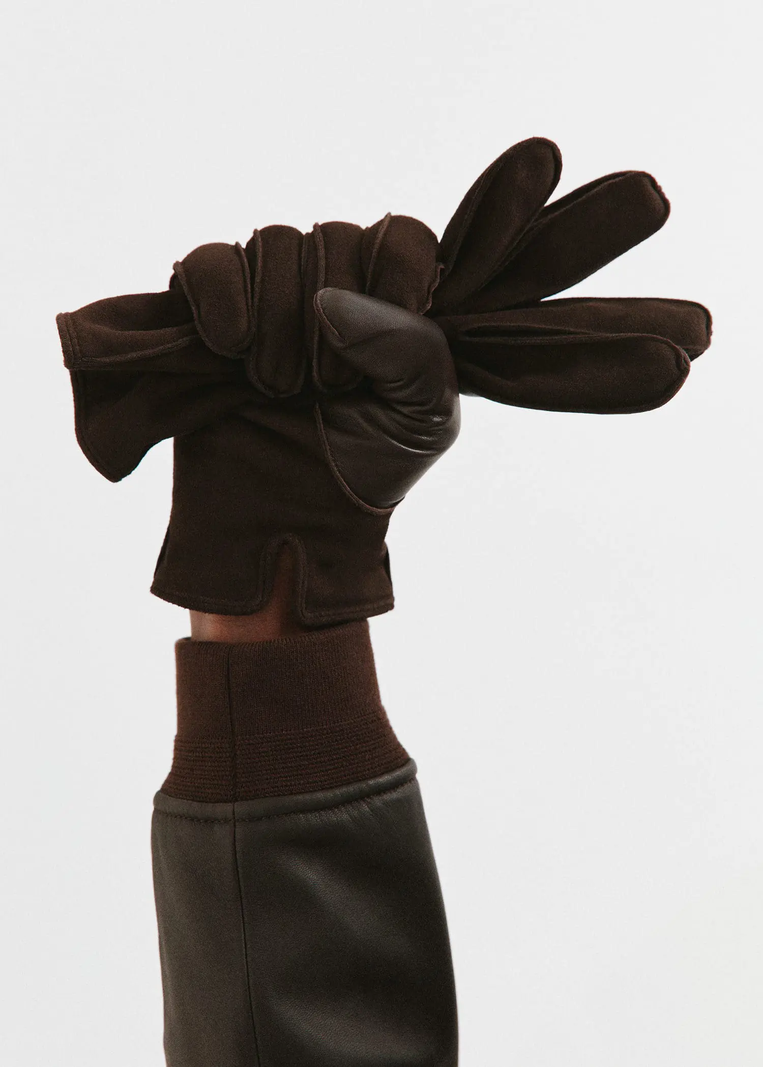 Mango Suede leather gloves with wool lining. 2