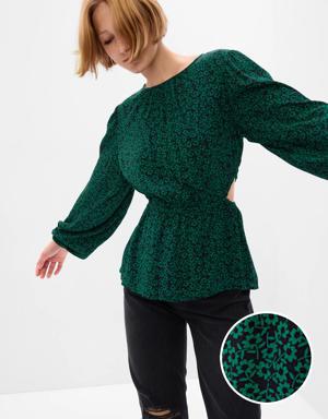 Peplum Cutout Top green