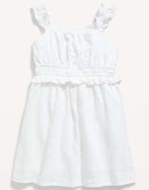 Sleeveless Fit & Flare Ruffle-Trim Dress for Toddler Girls white