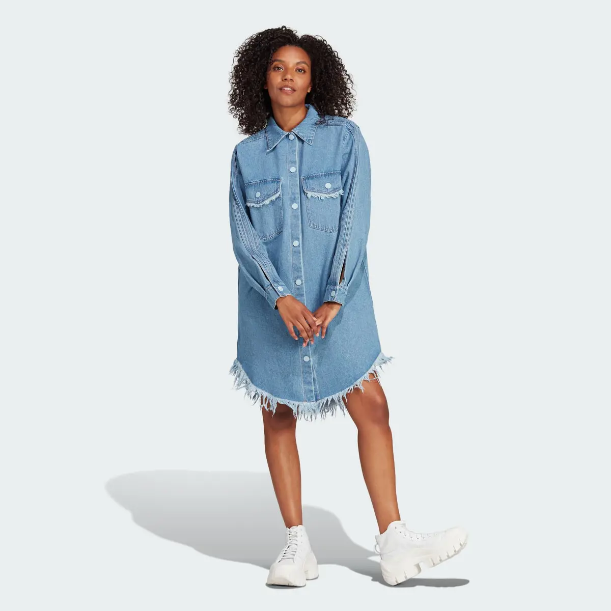 Adidas Originals x KSENIASCHNAIDER Fringed Shirt Dress. 2