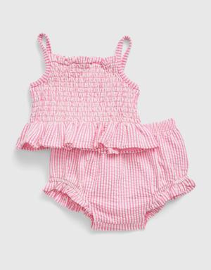 Gap Baby Smocked 2-Piece Outfit Set pink