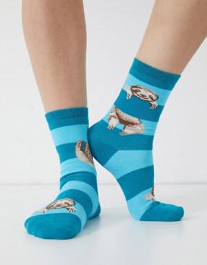 Lazy Animal Kadın Soket Çorap Pembe