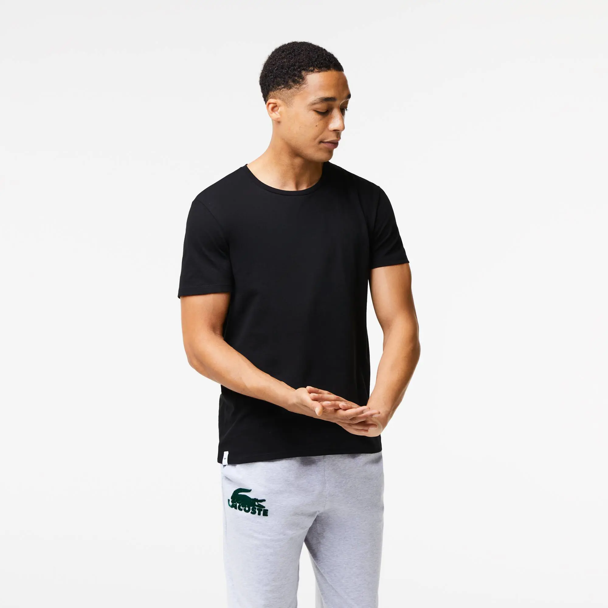 Lacoste Men's Crew Neck Plain Cotton T-shirt Three-Pack. 1