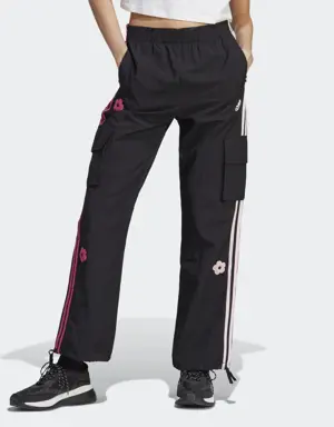 3-Stripes Cargo Pants With Chenille Flower Patches