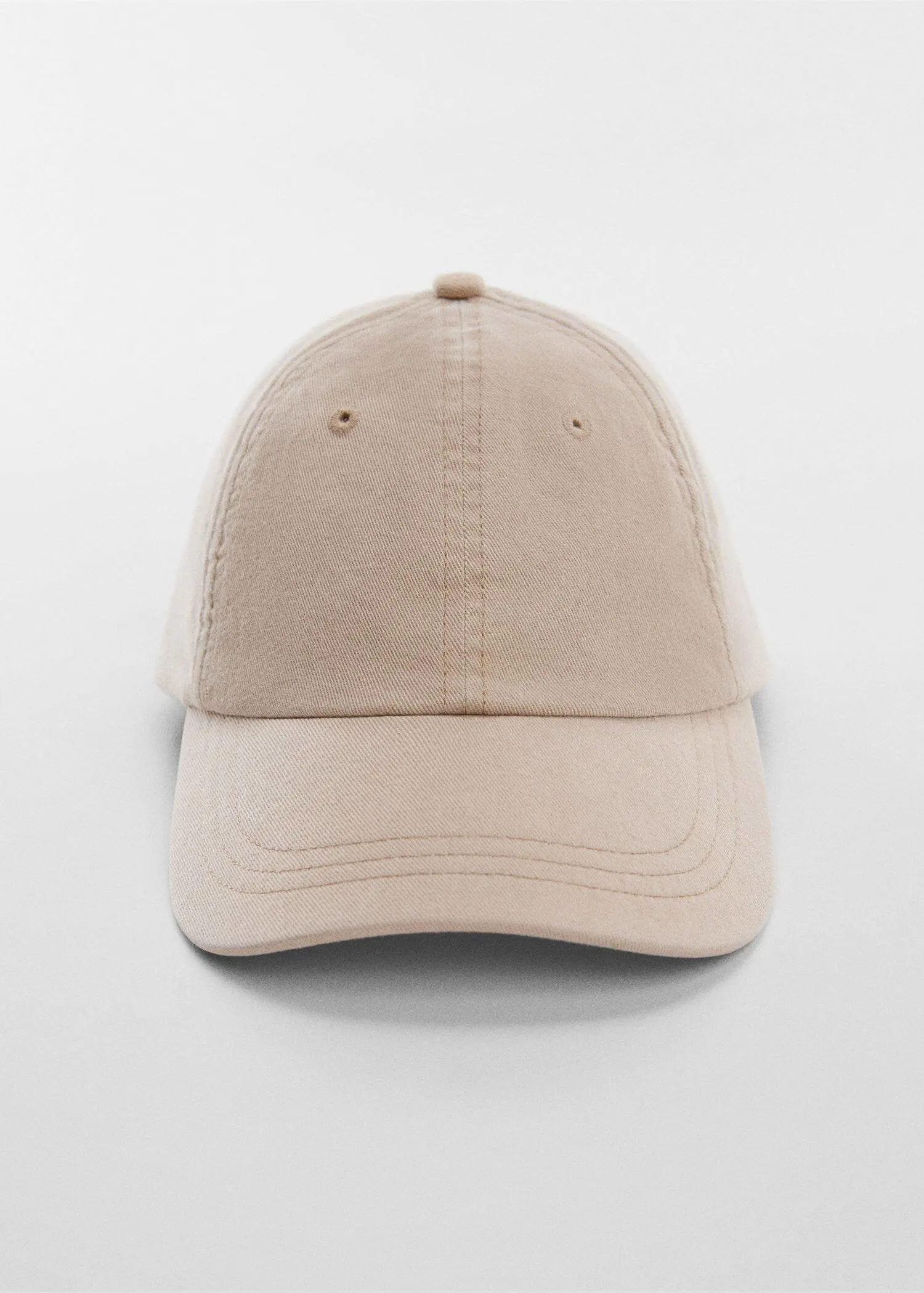 Mango Organic cotton cap. a beige baseball cap on a white background. 