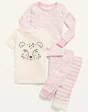 Unisex Graphic 4-Piece Pajama Set for Toddler & Baby pink