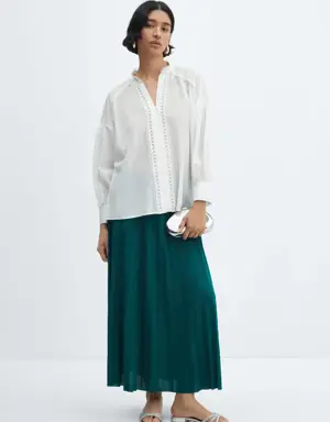 Cotton blouse with openwork detail 