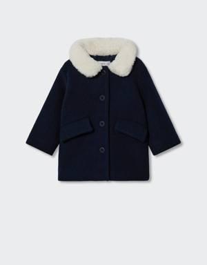 Wool coat with fur collar 