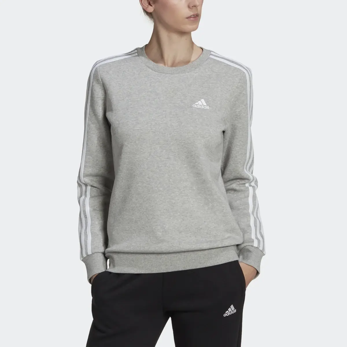 Adidas Essentials 3-Stripes Fleece Sweatshirt. 1