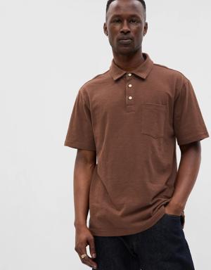 Gap Slub Pocket Polo Shirt brown