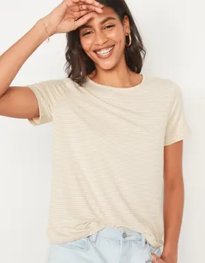 Short-Sleeve Luxe Striped T-Shirt for Women white