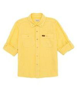 Erkek Çocuk Açık Sarı Düğmeli Yaka Gömlek Uzunkol