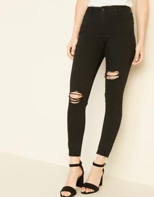 Old Navy Mid-Rise Rockstar Super-Skinny Raw-Edge Ankle Jeans for Women black