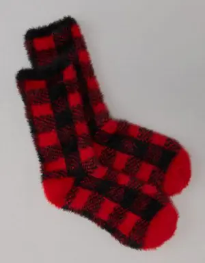 Fuzzy Buffalo Plaid Sock