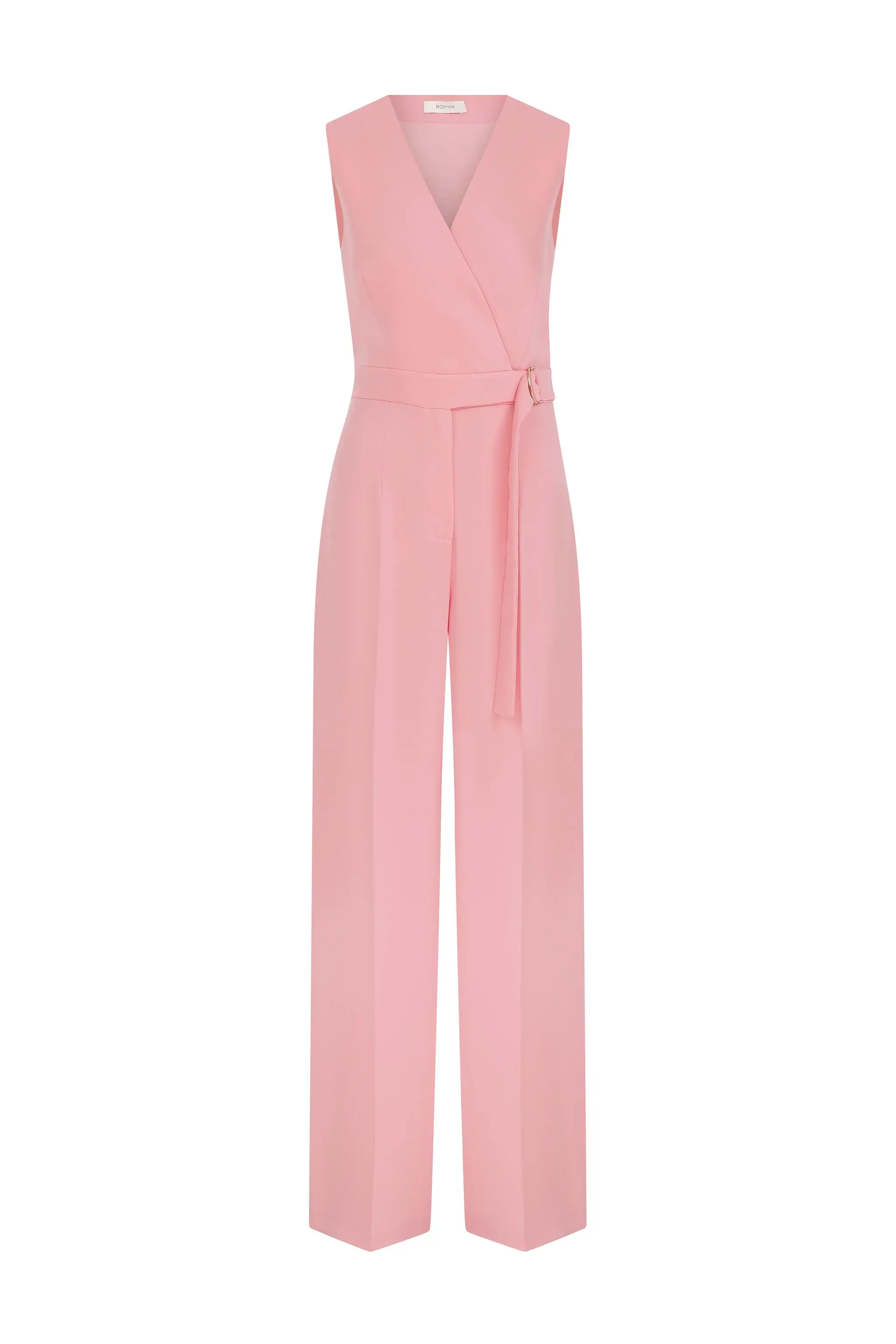 Roman Tied Cut Out Detailed Pink Jumpsuit - 4 / Pink. 1