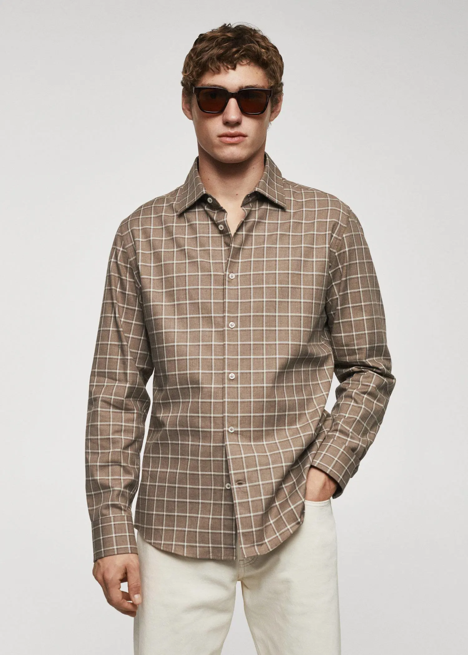 Mango Check flannel cotton shirt. 1