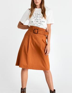 Belted Brick Skirt