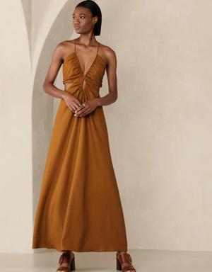 Banana Republic Manon Linen-Blend Maxi Dress brown