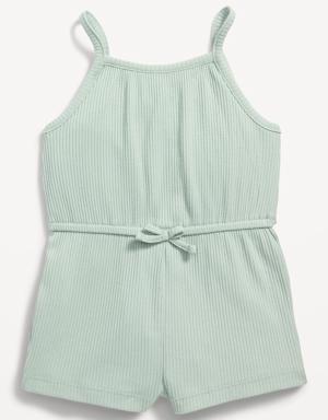 Sleeveless Rib-Knit Romper for Baby green