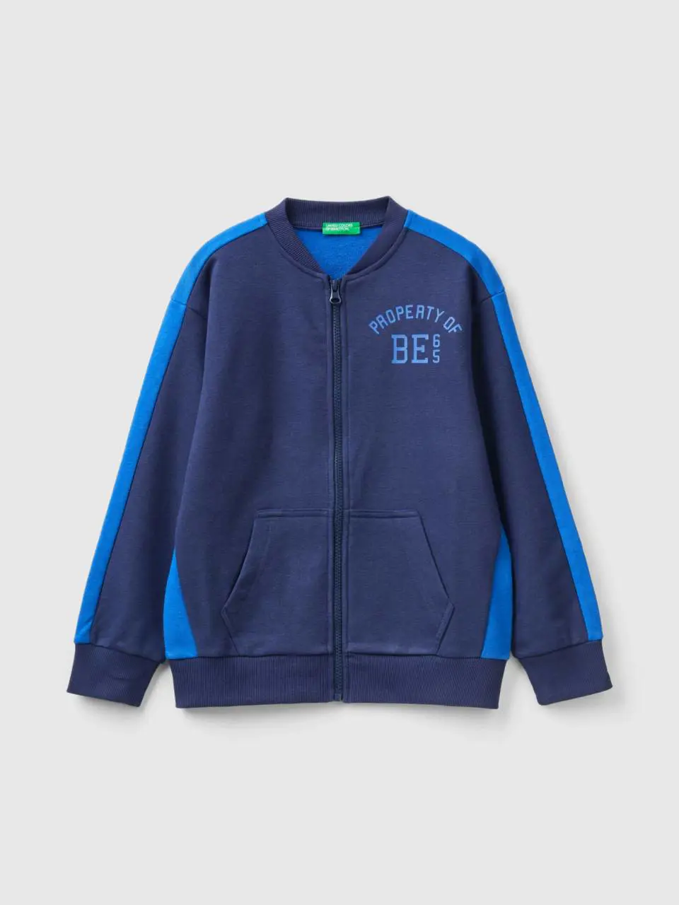 Benetton zip-up sweatshirt with slogan print. 1