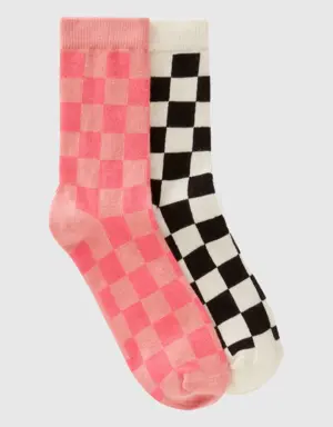 two pairs of checkered socks