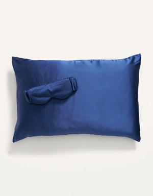 Old Navy Satin Pillowcase & Sleep Mask Set for Adults blue