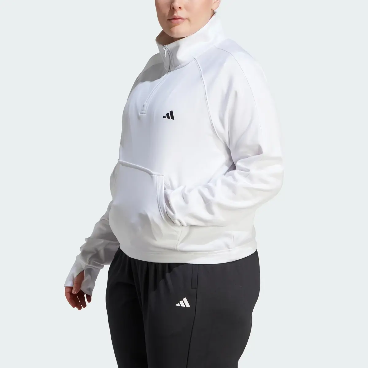 Adidas Aeroready Game & Go Quarter-Zip Fleece Top (Plus Size). 1