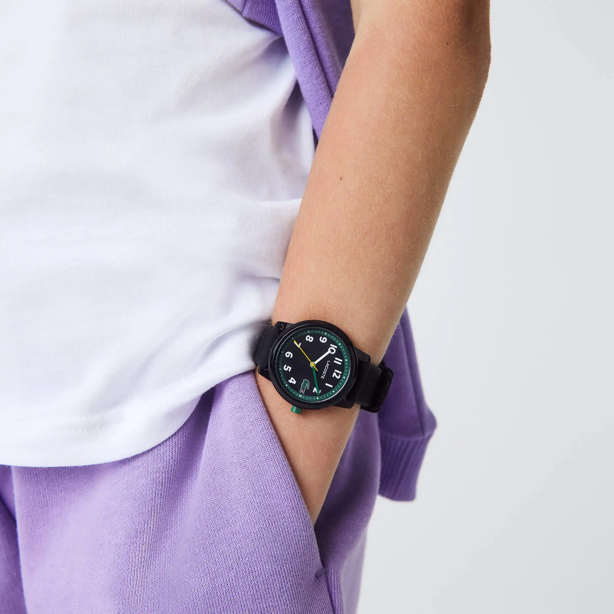 Lacoste Relógio Lacoste.12.12 com pulseira de silicone preto para criança. 1