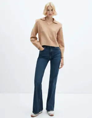 Polo-neck sweater with shoulder pads 