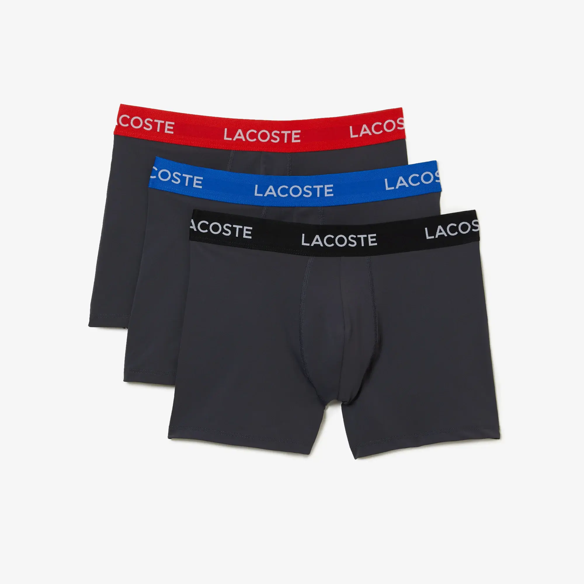 Lacoste Men’s Striped Waist Microfiber Trunk 3-Pack. 2