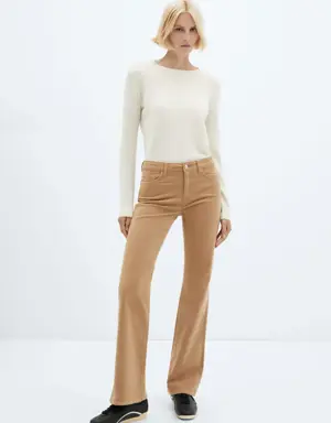 Mid-rise corduroy flared pants