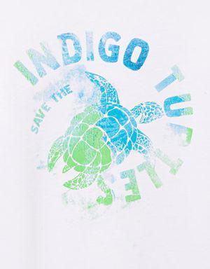 Indigo turtles Baskılı Beyaz Tişört