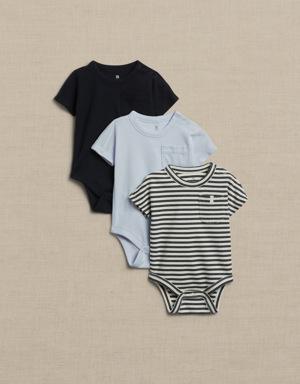 Essential SUPIMA® Short-Sleeve Bodysuit 3-Pack for Baby blue