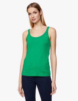 Green tank top in pure cotton