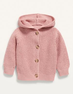 Hooded Button-Front Knit Cardigan for Baby purple