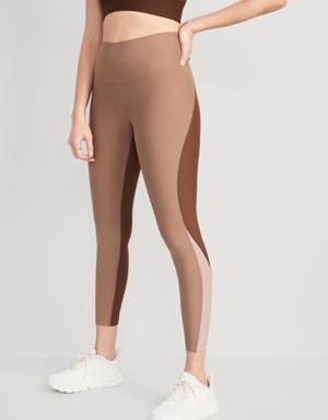 High-Waisted PowerSoft Color-Block 7/8-Length Compression Leggings for Women beige