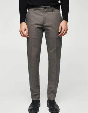Slim Fit-Hose mit Hahnentrittmuster