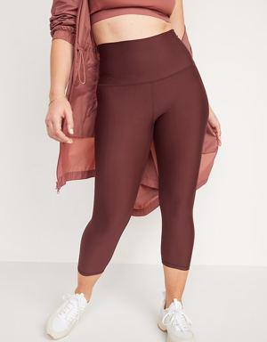 Old Navy Extra High-Waisted PowerSoft Crop Hidden Pocket Leggings for Women orange