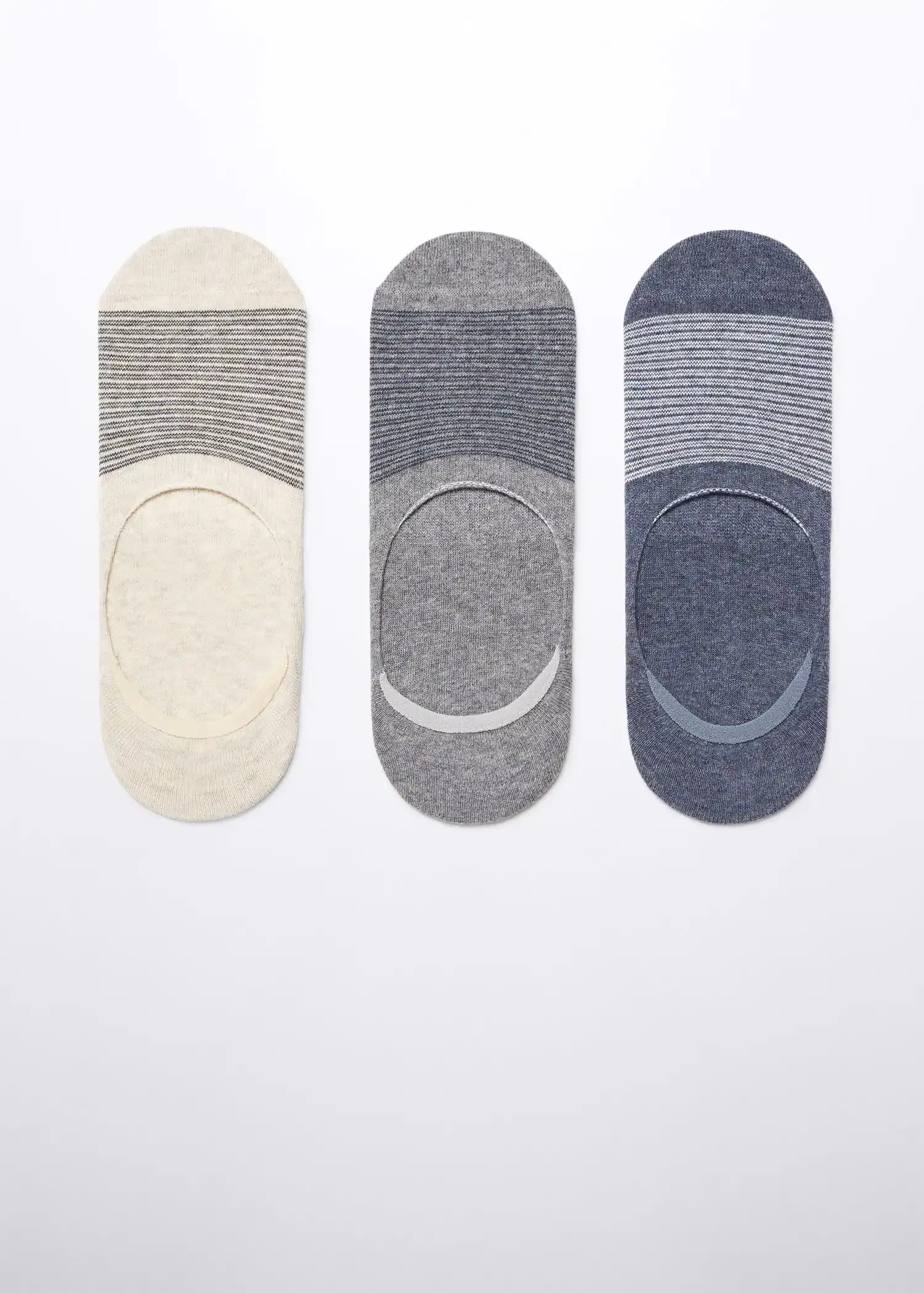 Mango 3-pack of striped design socks. three pairs of socks on a white surface 