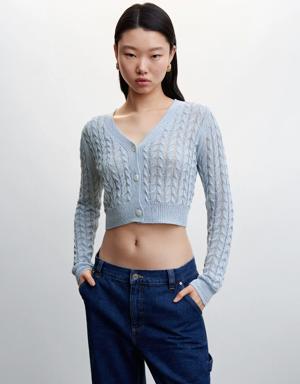 Cable-knit cropped cardigan