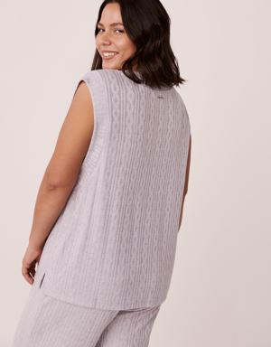Cable Knit Cap Sleeve Shirt